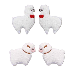 1 Piece Cute White Alpaca Embroidered Clothing Patches For Clothes Parch Iron On Fabric Sticker
