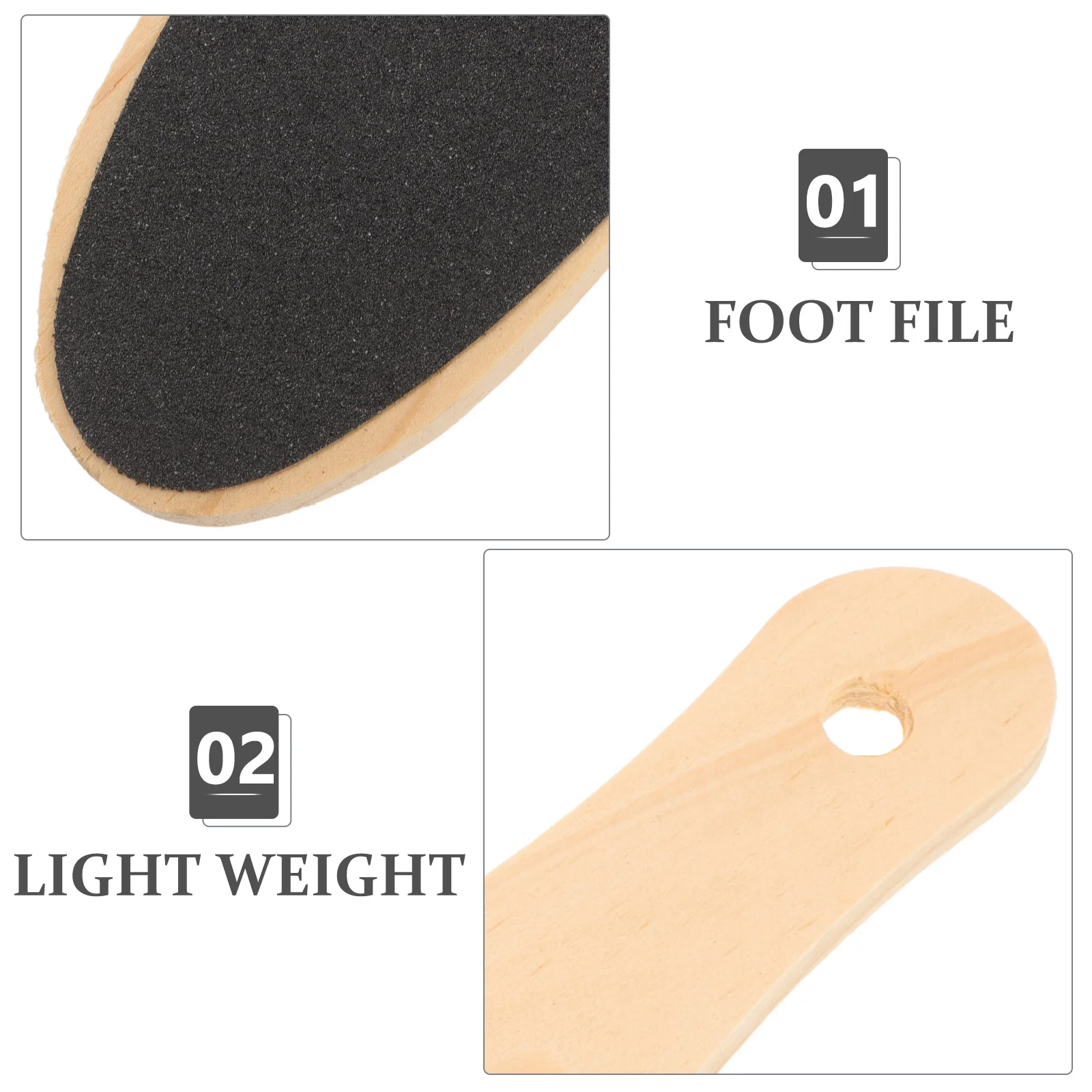 2pcs Foot File Dead Skin Remover Callus Removal Rub Foot Sole Exfoliator Pedicure Supplies for Women Men Adults (Wood Color)