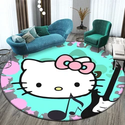 Sanrio HelloKitty Cute Cartoon HD Printed Round Carpet,Balcony Bedroom Living Entrance Door Sofa Seat Non-slip Mat Gift Home Rug