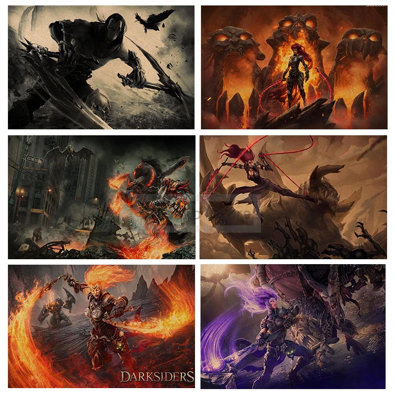 ألعاب الروح الكلاسيكية Darksiders ريترو المشارك ألعاب الروح يطبع حائط لوح رسم الفن صور المعيشة المنزل لعبة غرفة الديكور