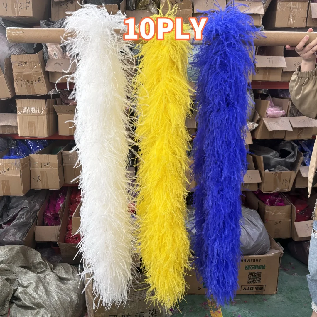 10 Ply Thickened Ostrich Feather Boa Scarf White Costume Clothing Sewing Plume Decoration Shawl 0.5-3 Meter Ostrich Boa Feather