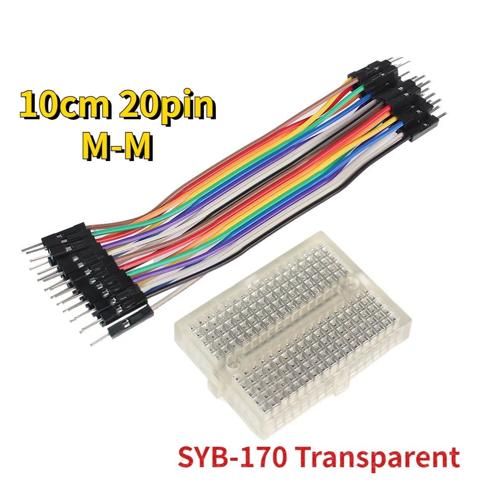 1pcs/set Breadboard Jumper Wire Kit SYB-170 Mini Solderless Test Board 170 Holes Universal Transparent Bread Boards Dupont Cable