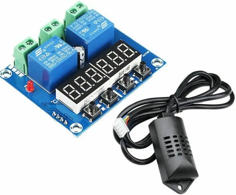 DC 12V XH-M452 Thermostat Dual Output Temperature Humidity Thermometer Hygrometer Control Module LED Digital Display