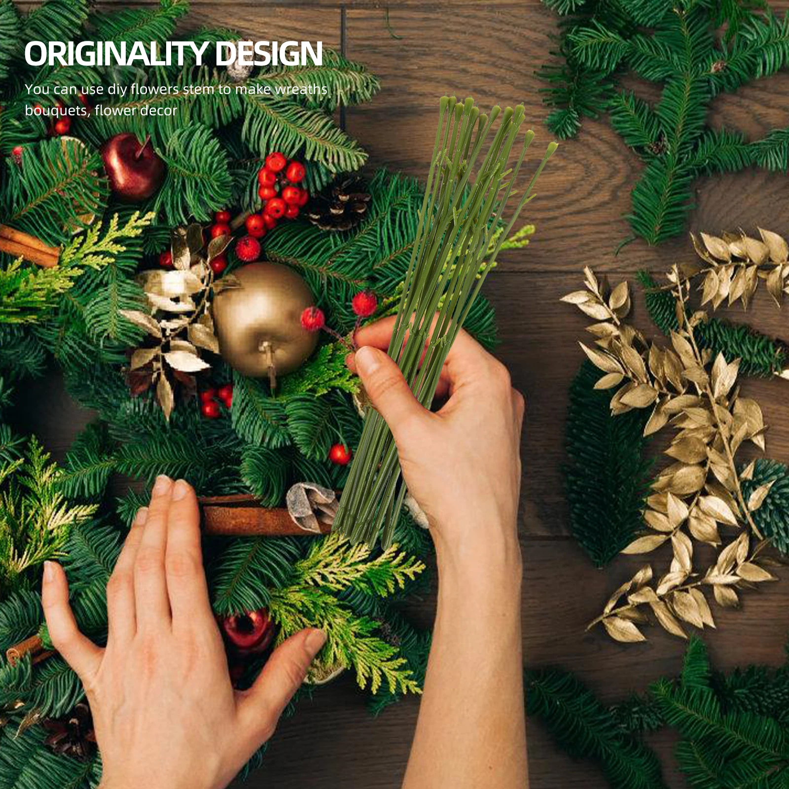 

50Pcs Simulation Floral Stems Sturdy Plastic DIY Flower Stems for Party Garden Coffee House Decor DIY Floral Stem