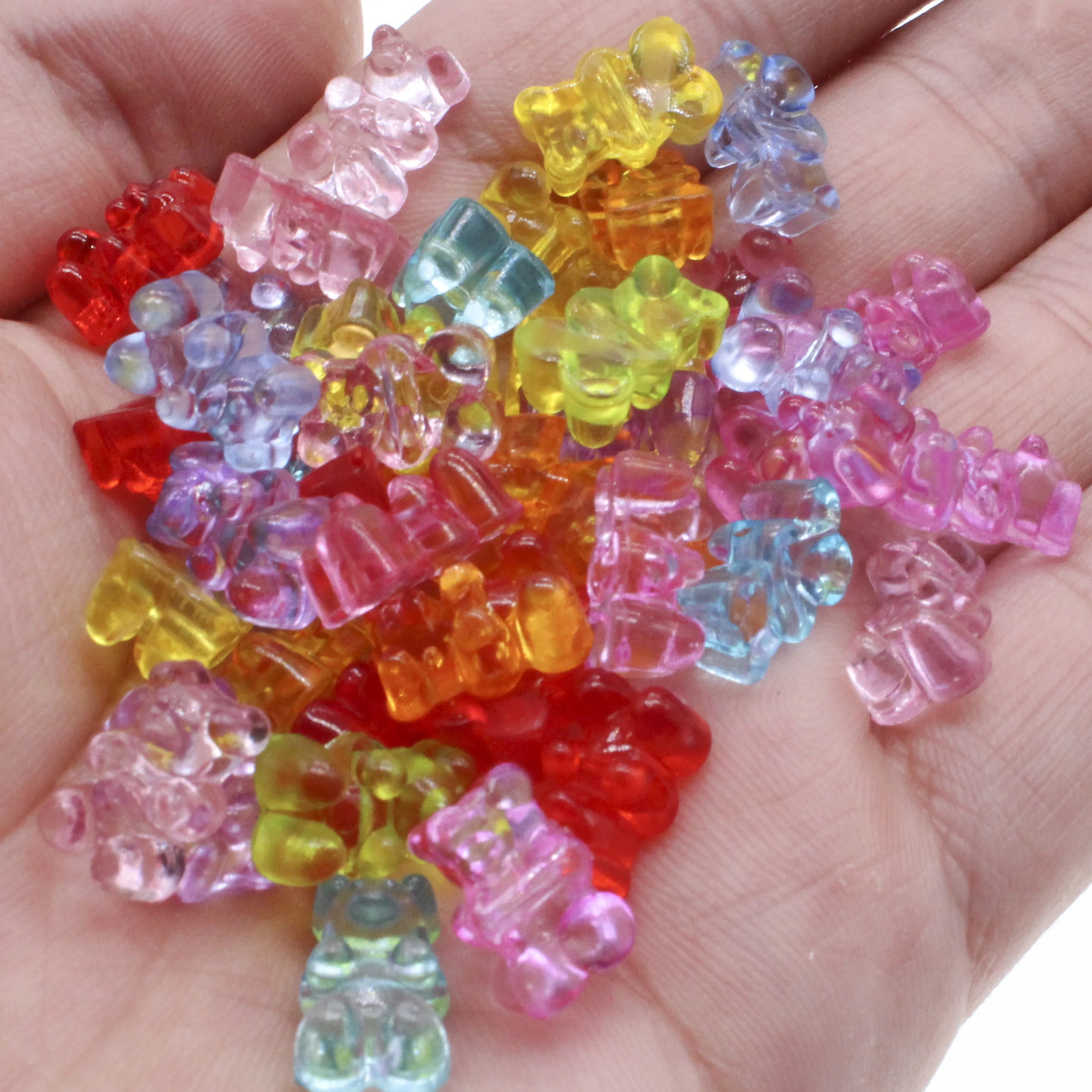 CHONGAI 50Pcs Cross Hole Gummy Bear Beads Transparent Beads For Making Bracelet Charms Necklace 8X12mm