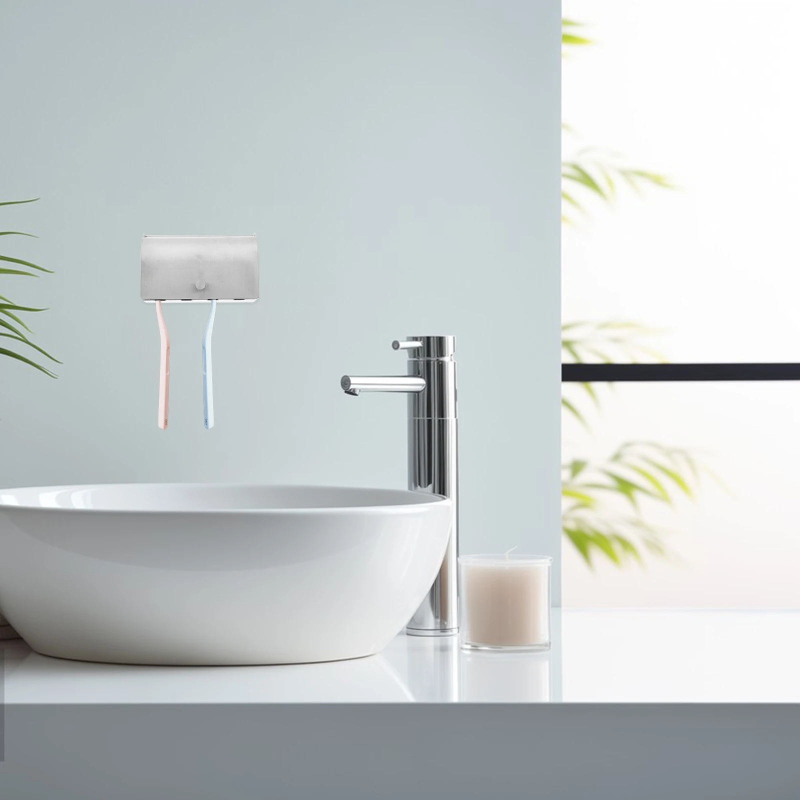 

Wall Holder Punch Free Bathroom Rack Storage Shelf Metal Toothbrush Organizer No Drill Easy Installation Shower Toothbrush Rack