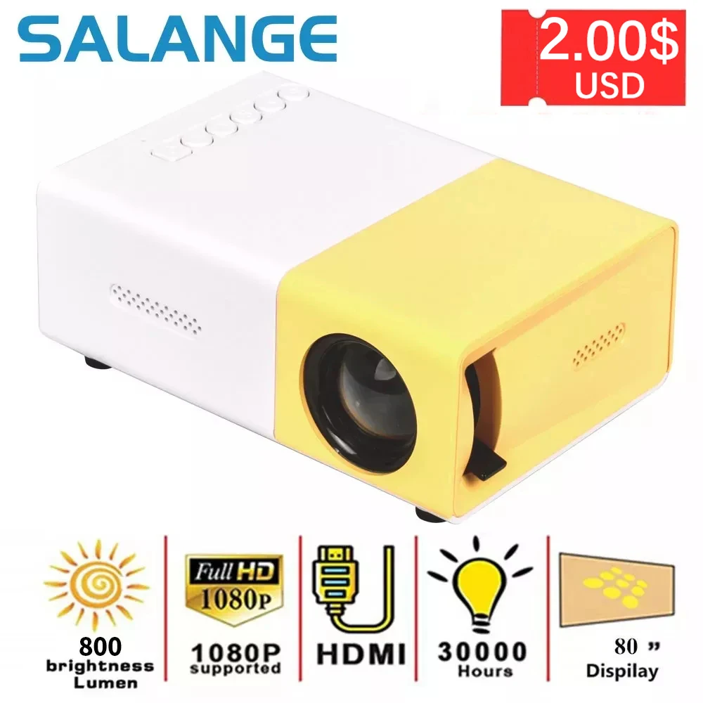 Salange Mini Projector YG300 Pro LED Supported 1080P Full HD Portable Beamer Audio HDMI USB Video Projetor