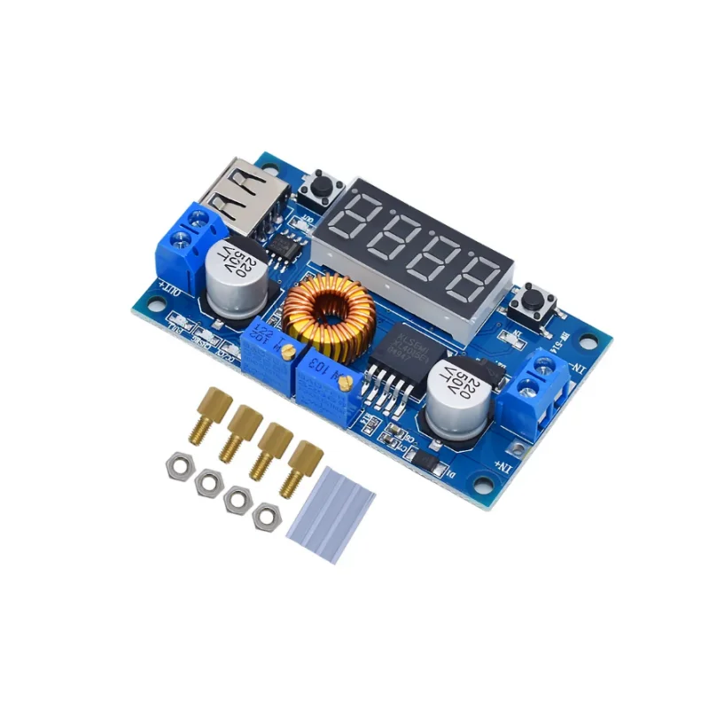 DC-DC 5A Digital LED Drive Lithum Battery Charger Module CC/CV USB Step Down Buck Converter with Ammeter Voltmeter