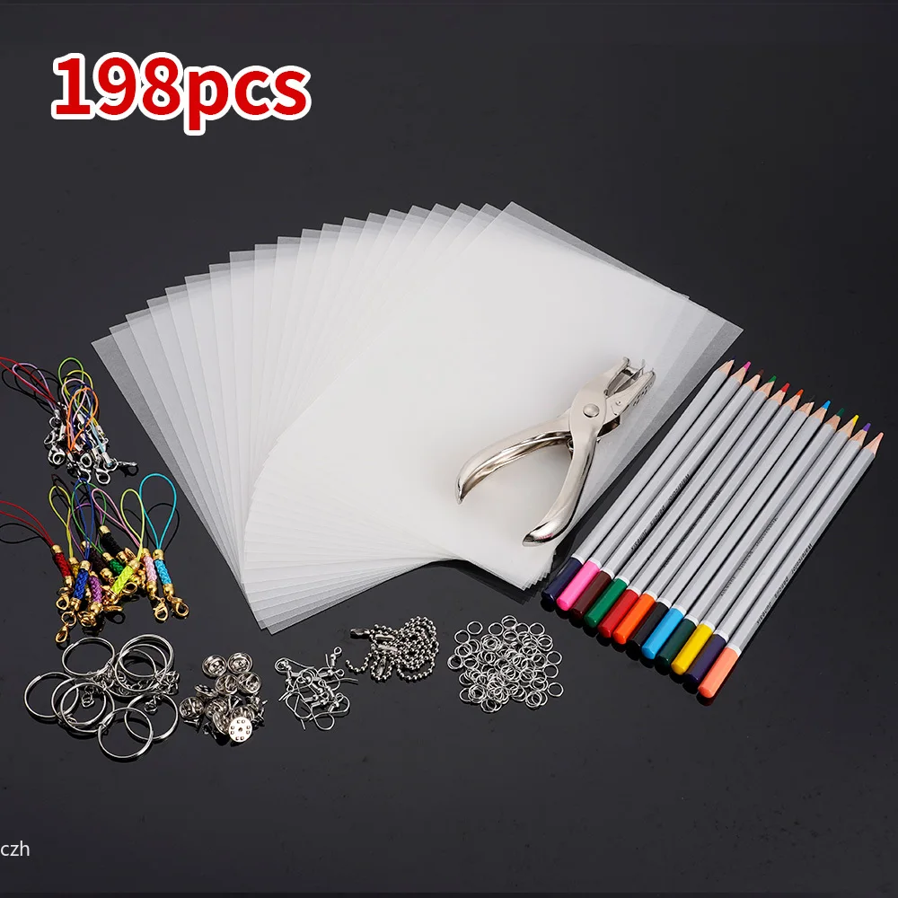 Heat Shrink Plastic Sheets Set Shrinky Art Film Paper Sheet Kit DIY Keychain Ornaments Creative Craft Embellishment Scrapbooking