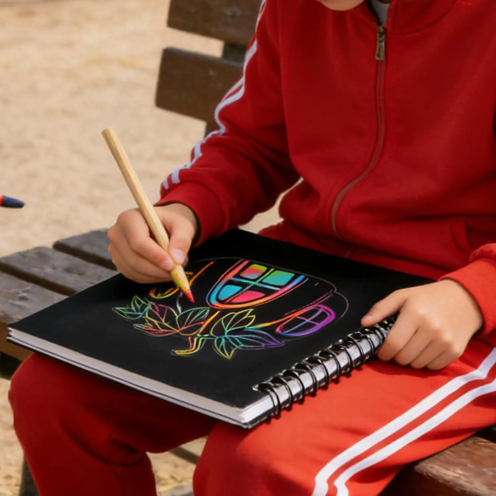 Kratzpapier für Kinder, Regenbogen-Malnotizbuch, Kratz-Bastelpapier, Notizbücher für Kinder, Jungen, Studenten, Klassenzimmer, Zuhause, Reisen