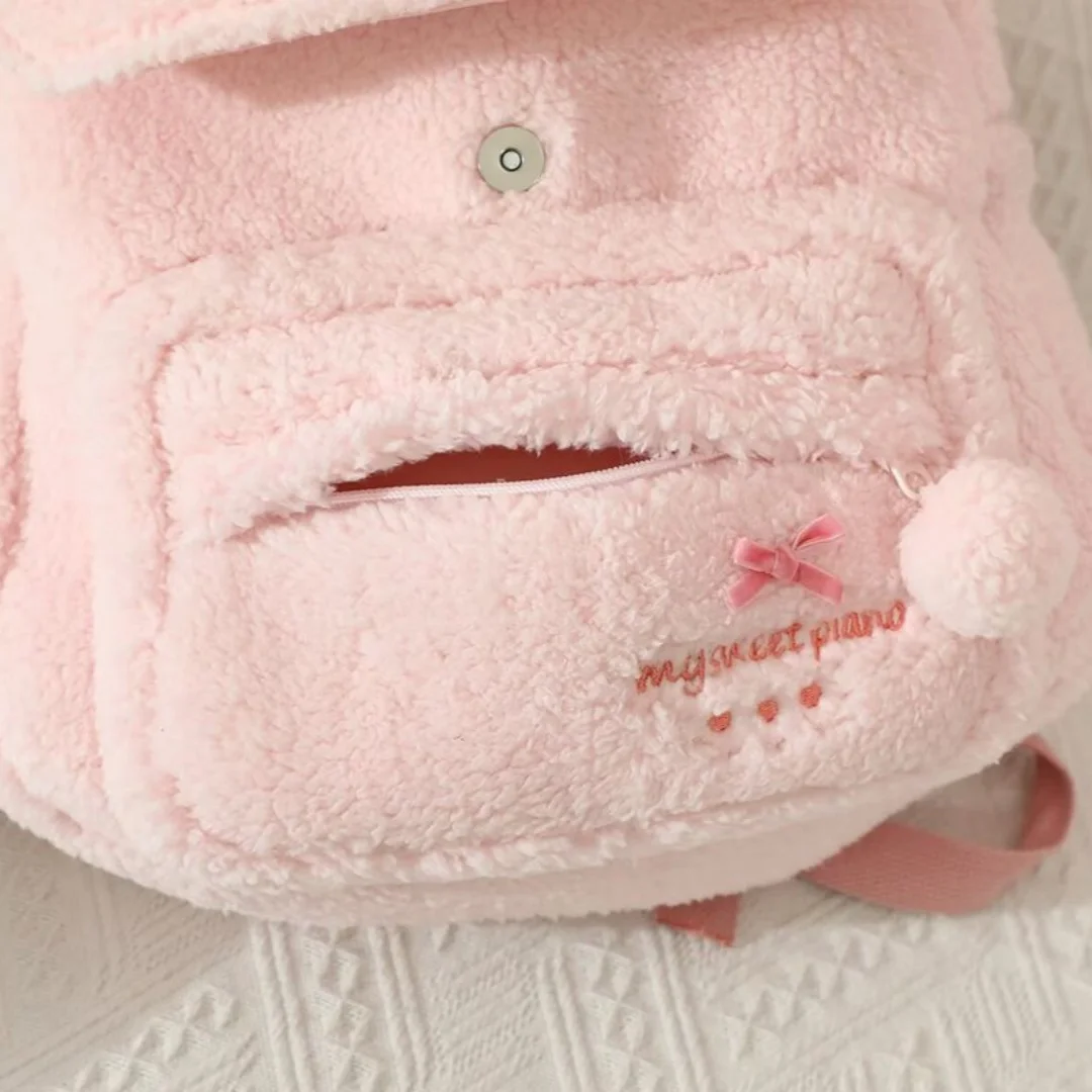 Sanrio Melody Sweet Piano Pluche Rugzak Student Grote Capaciteit Reizen Sport en Vrije tijd Opslag Rits Tas Meisjes Festival Cadeau