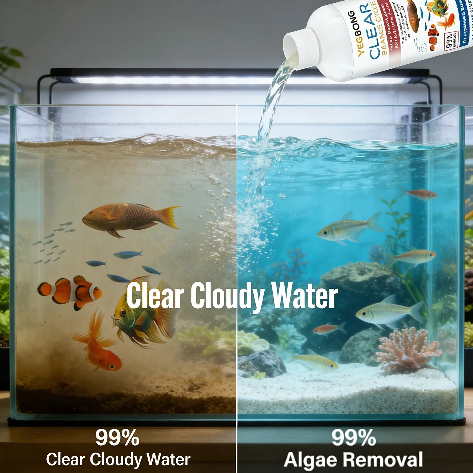  Agente Clarificador de Agua para Peceras, Limpieza Rápida de Manchas y Control de Lodos, Control del Crecimiento de Algas, Purificador de Agua para Peceras