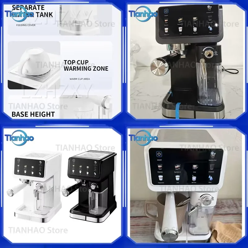 Espresso Machine with Automatic Milk Frothing for 20 Bar Dual-Temperature Extraction Hot Water Function and Pre-infusion