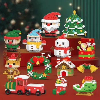 Noel Yapı Taşları Mini Noel Baba Modeli Mikro DIY Tuğla Kardan Adam Dekorasyon Çocuk Hediye Bulmaca Montaj Oyuncaklar