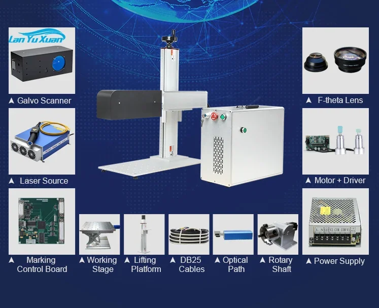 FL8220-3D-500 Sino Galvo 3D cabezal de escáner láser Galvo de enfoque dinámico para marcado láser en color en el cubo de la rueda