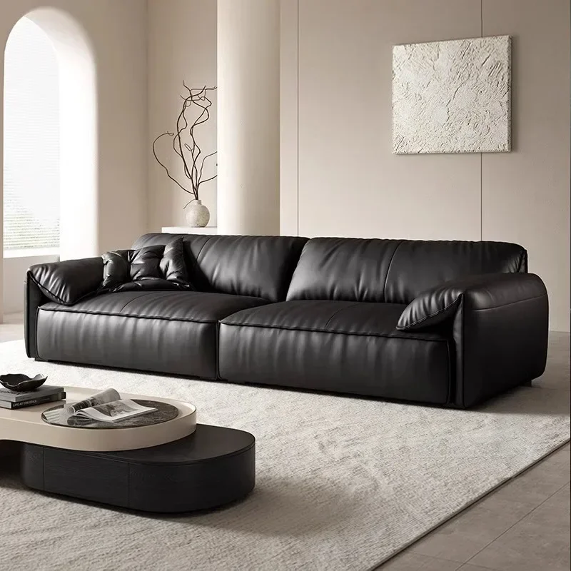 Leather sofa living room Italian minimalist first layer cowhide