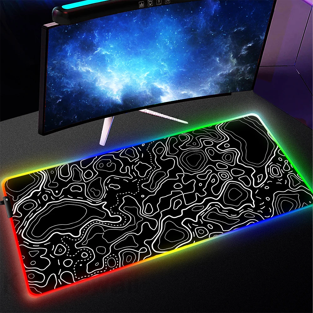 

RGB Black and White Mouse Pad Game Mousepad Gamer Luminous Carpet Gaming LED Backlight Mouse Mat XXL 900x400mm Keyboard Pads