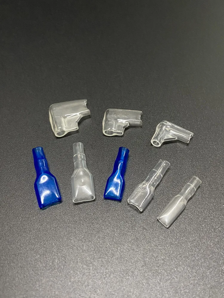 

Soft PVC Material Blue And Transparent Color Flag Shaped Connector Insulation Plastic Sheath Terminal Protection Sleeves