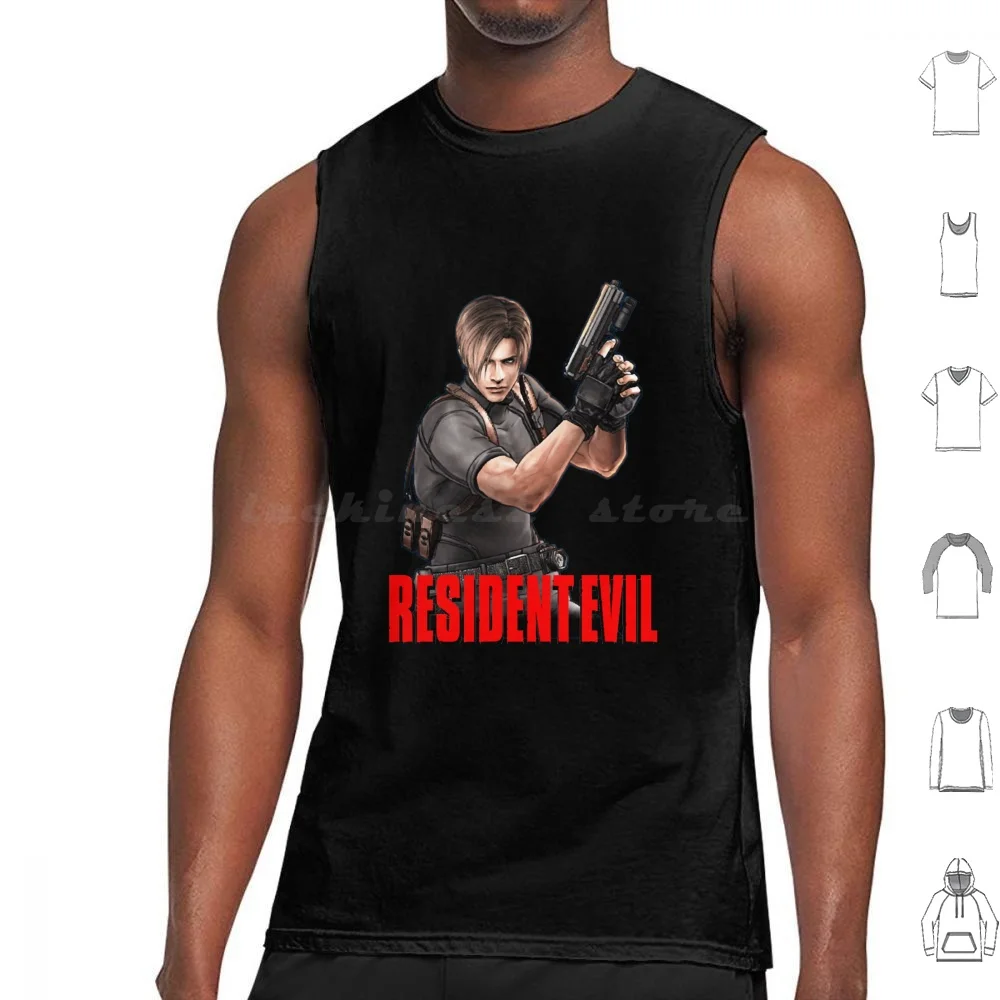 Leon S. Kennedy-Tank Tops Print Cotton 4 Video Game Re4 4 Remake Village Leon Kennedy Video Games Horror 2 Zombies Umbrella