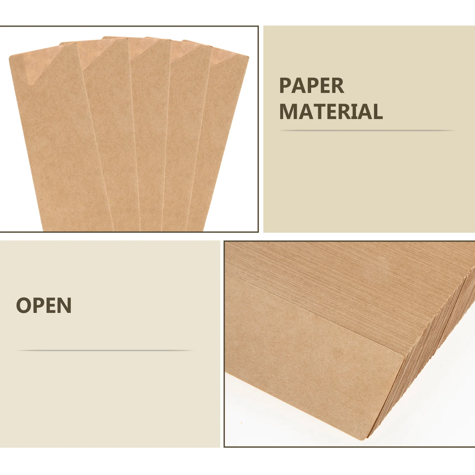 

200Pcs Chopsticks Kraft Paper Sleeve Portable Disposable Cutlery Sleeve Suitable for Banquet Picnic Takeout Supplies