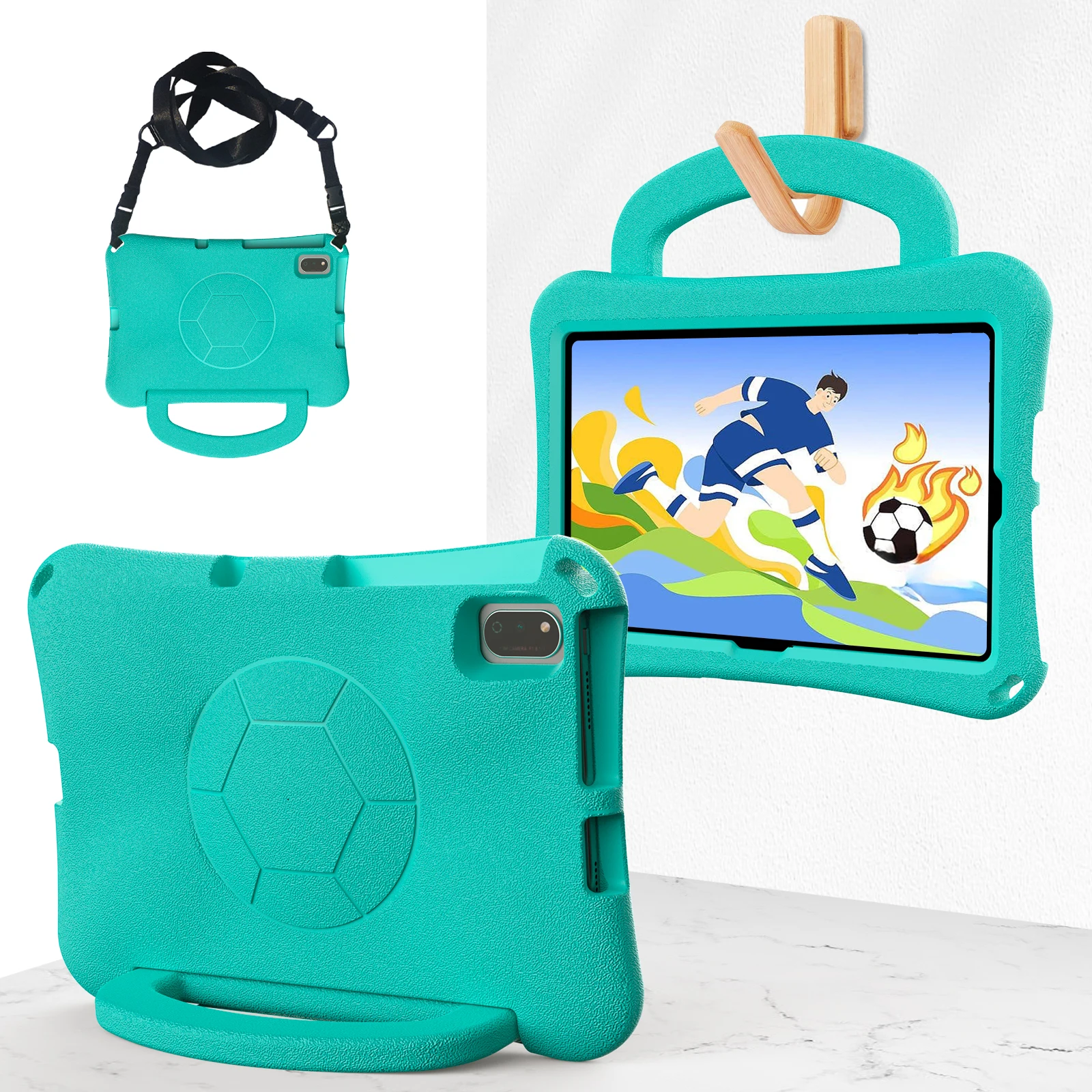 Custodia per bambini per Samsung Galaxy Tab A7 10.4 pollici SM-T509 S6 lite P610 P620 EVA Custodia morbida per rete da calcio con tracolla