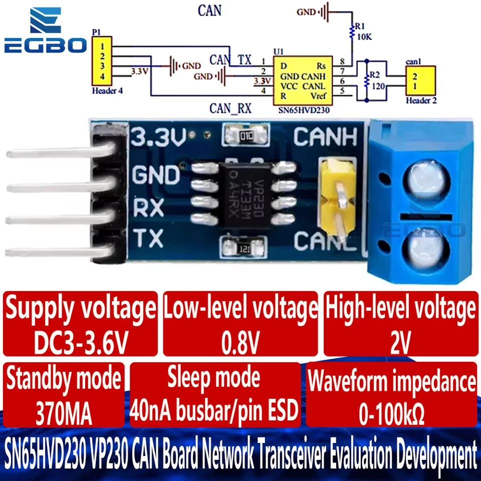 1~10PCS SN65HVD230 VP230 CAN Board Network Transceiver Evaluation