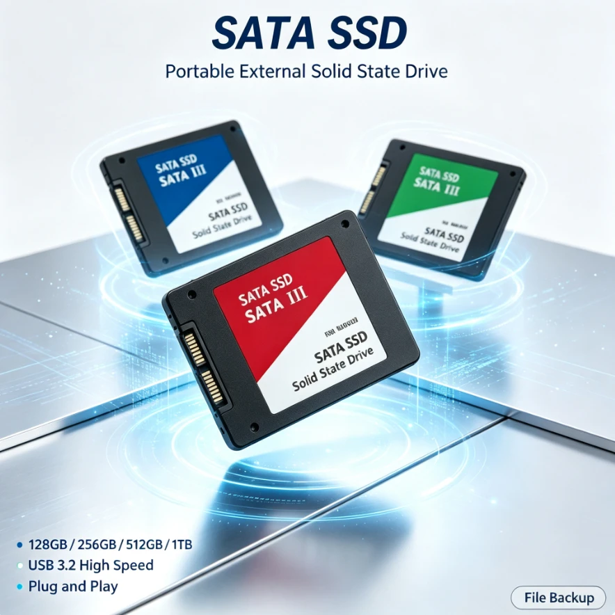 [Brand+] Original Portable External SATA SSD High‑Speed Large Capacity Storage Drive For Laptop Mac Smartphone Data File Backup