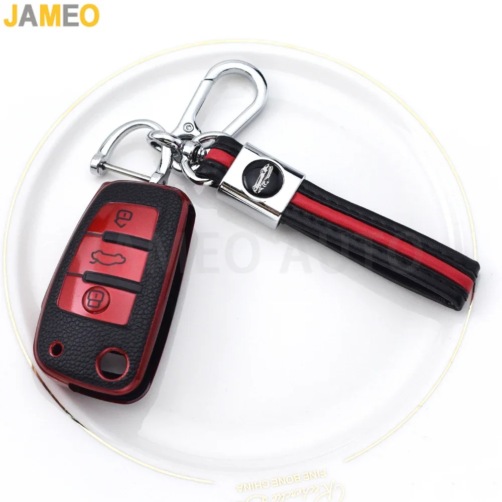 TPU Leather Car Folding Key Cover Case For Audi A3 8L 8P A4 B6 B7 B8 A6 C5 C6 4F RS3 Q3 Q7 TT 8L 8V S3 Key Fob Shell Accessories