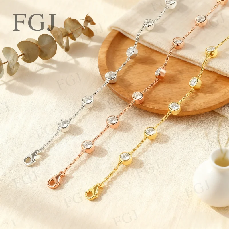 

Круглый браслет из муассанита 4 мм, цвет D, яркий синий, зеленый, черный, модные украшения для повседневной носки, рождественские специальные подарки