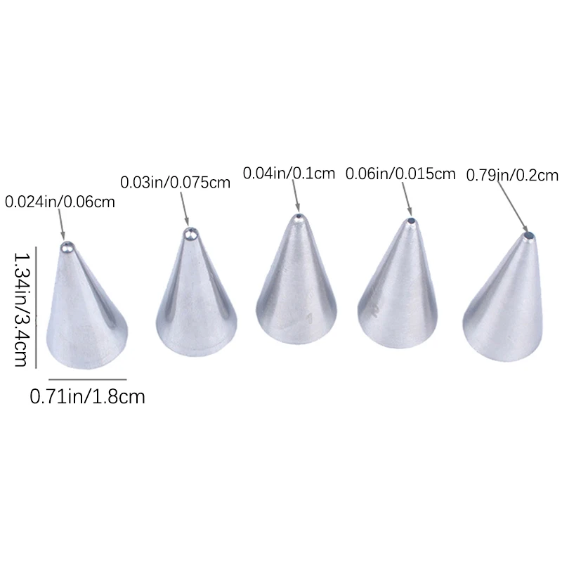 Sterk corrosieresistand 5pcs Round Fine Hole Icing Piping Nozzles Cream tips Decoreren Pasthulppas