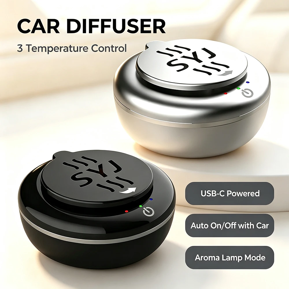 New USB Car Electric Incense Burner, Portable Car Electronic Heating Aroma Diffuser, 3‑Level Temperature Control Incense Heater