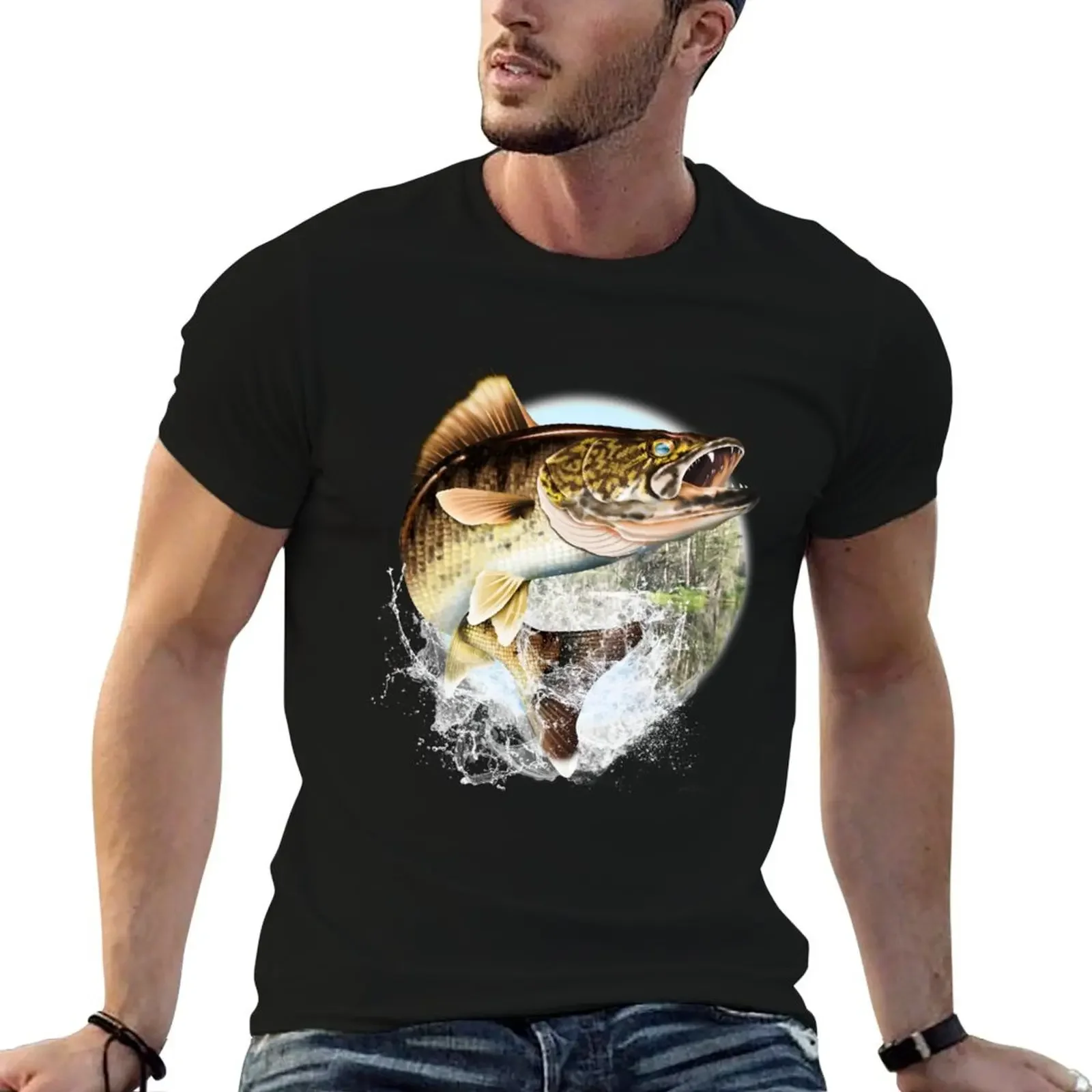 Mary Tracy - Jumping Walleye T-Shirt custom t shirt shirts graphic tee tshirts personalised mens cotton t shirts