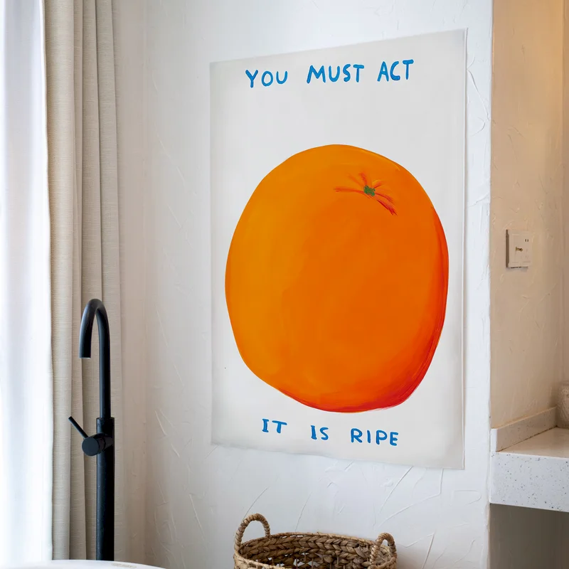 VIKAMA Orange Sketches Wall Tapestry Cute Ins Bedroom Background Cloth Living Room Interior Home Wall Decoration