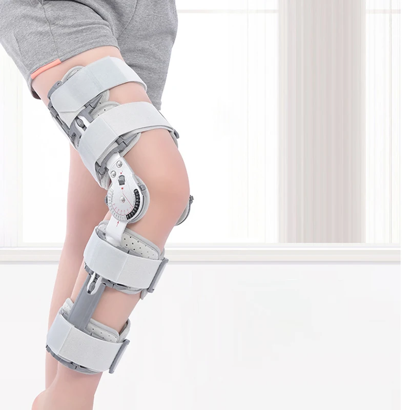 Nylon Alloy Knee Brace Support Joint Fixation Bracket Adjustable Hinged Knee Patella Brace Injury Recovery Leg Fracture Support