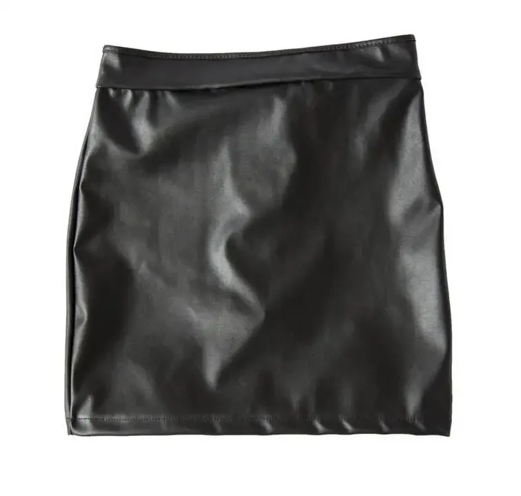 S-XXL Female Open Hip Buttock Exposing Bondage Skirt Wetlook Faux Leather Spanking Skirt Tight Fit Fetish Club Erotic Skirt