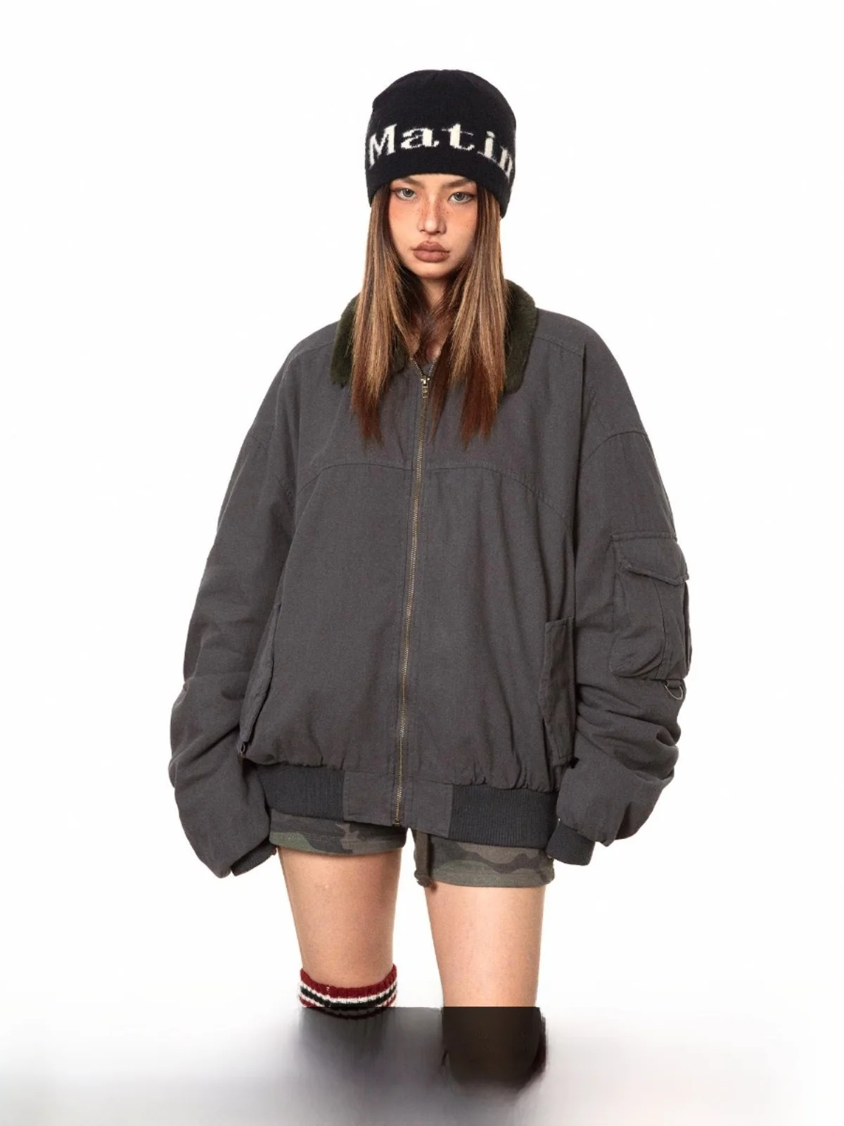 

Blabb American Heavyweight Cotton Jaet with Fur Collar Women's Winter Warm Clothes Couples Matching Thiened Parka