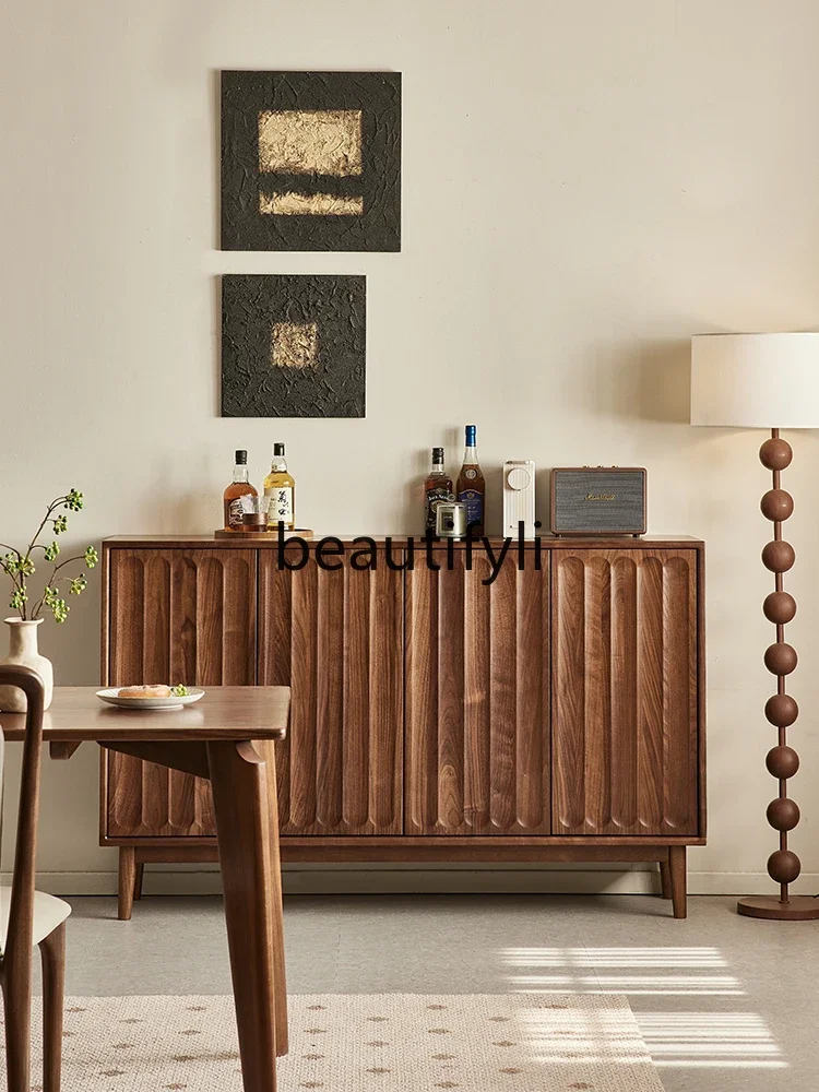 

North American black walnut dining side cabinet Nordic solid wood locker Multifunctional porch cabinet2936