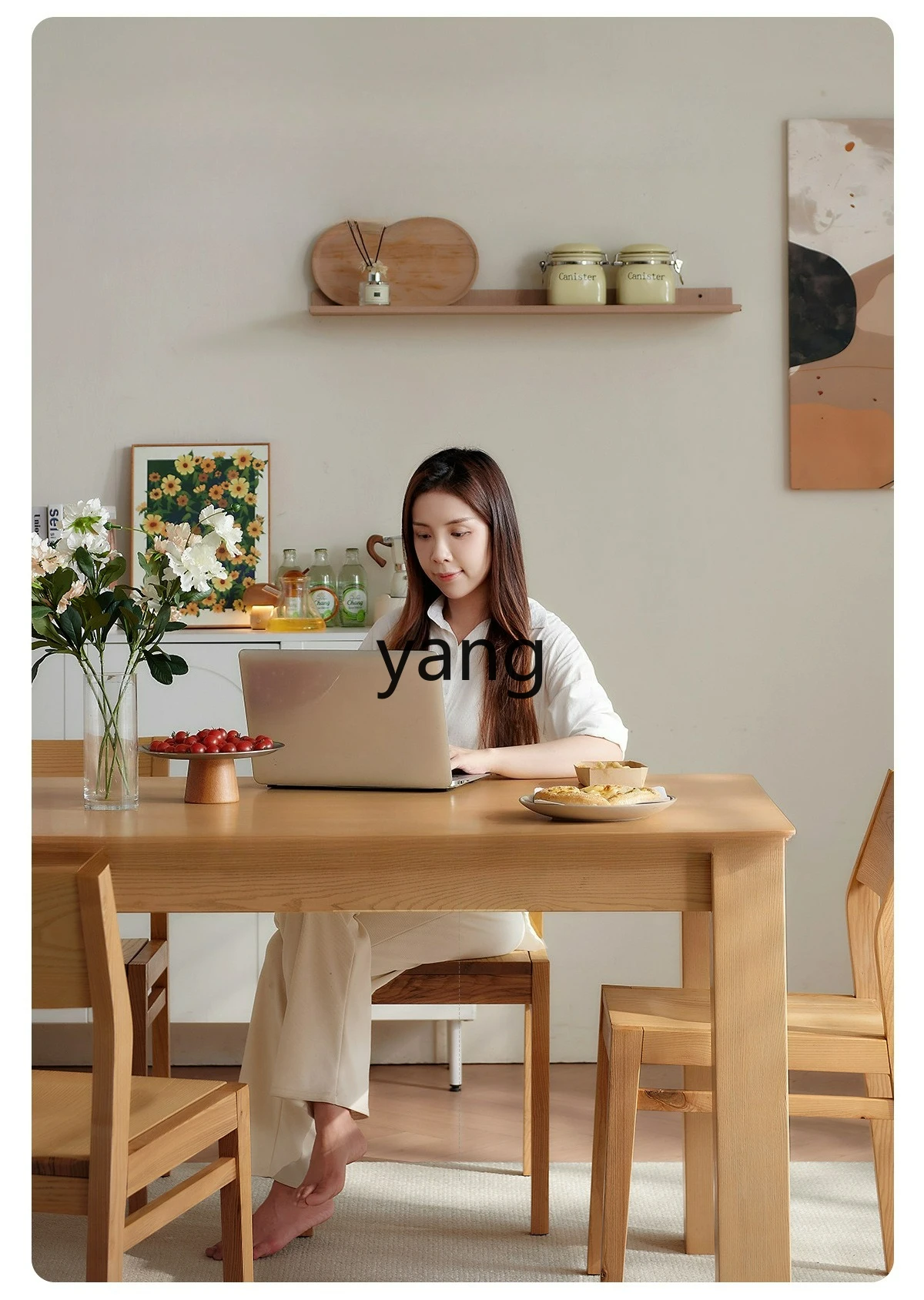 CX  log wind living room home dining table and chair combination all solid wood rectangular dining table