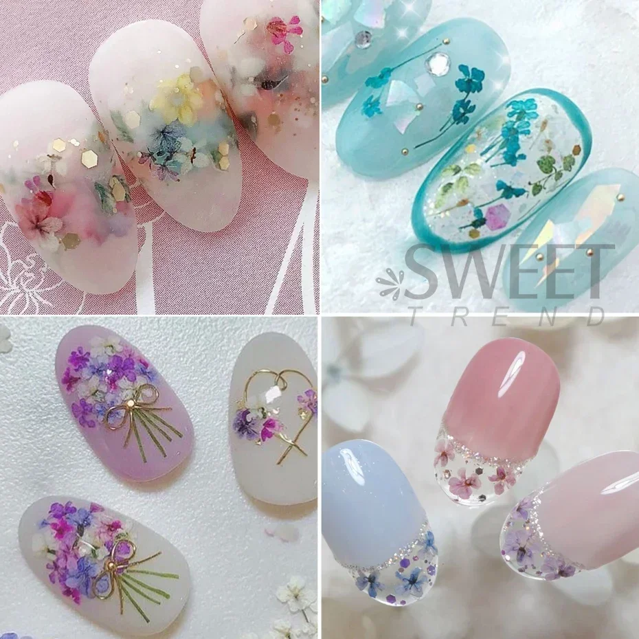 1Box Nail art Blume Dekoration Zarte 3D Getrocknete Blume Nail art Dekorationen Exquisite Nail art Schönheit Für Charms zubehör