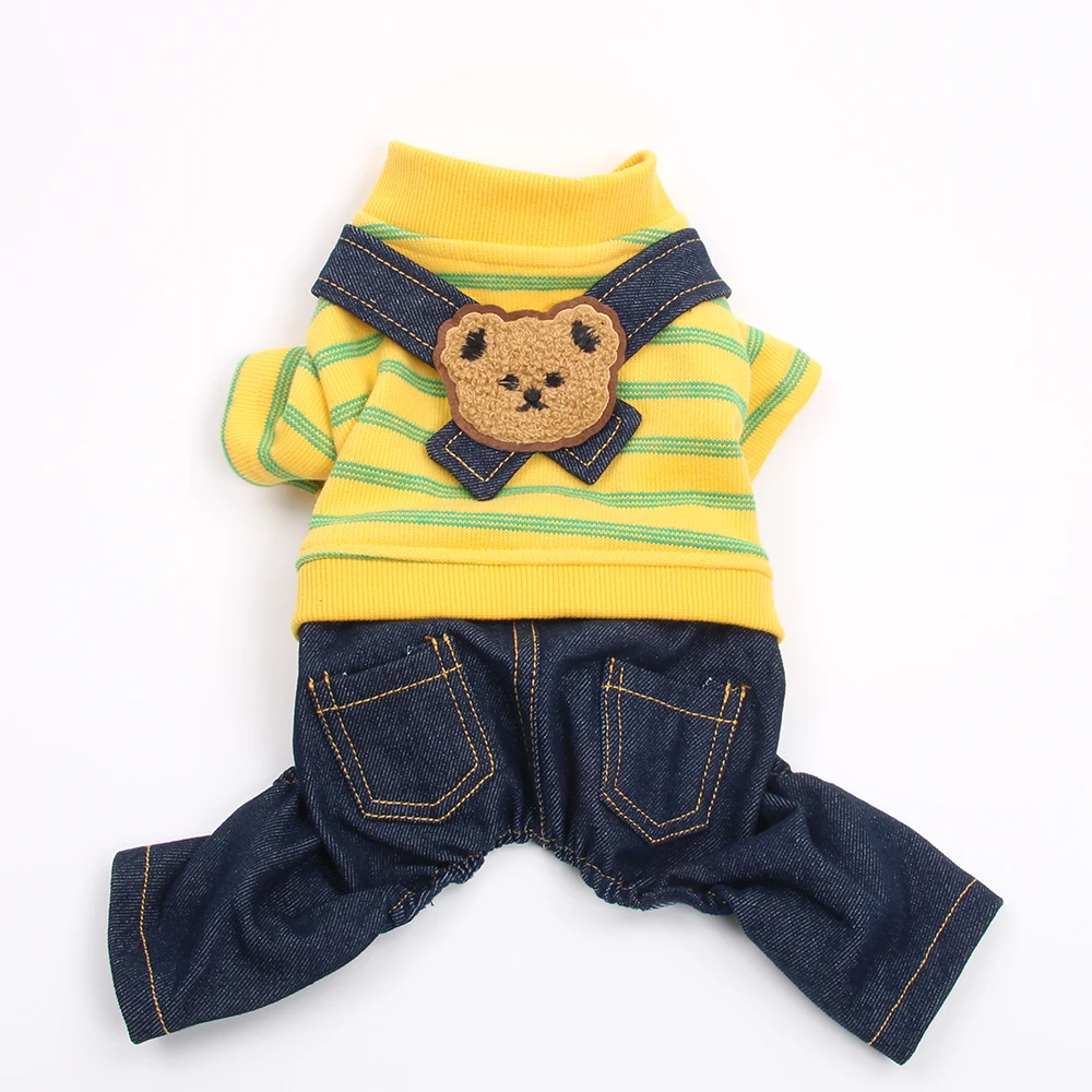 Dog Cat Jumpsuit Hoodie Striped&Bears Design Pet Puppy Coat Jacket Autumn/Winter Clothes Apparel