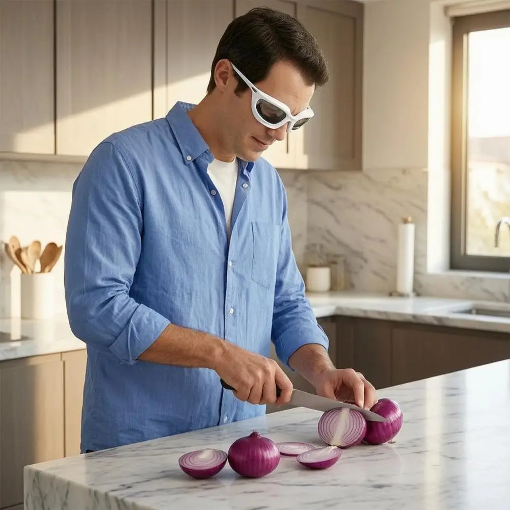 Kitchen Onion Goggles Tear Free Lightweight Flexible Frames Elastic Temples Splash Protection Safety Glasse for Cooking Chopping