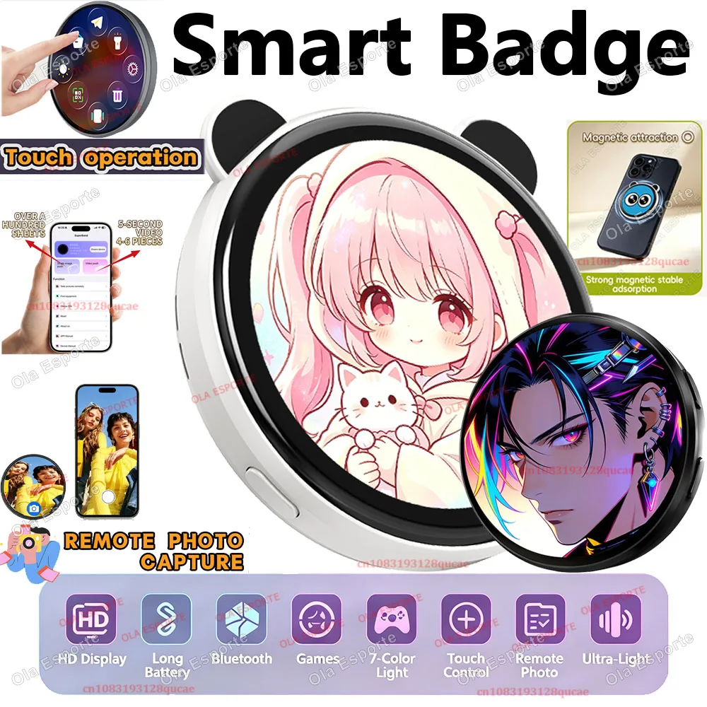 Neues Exterieur-Design Smart Badge Anime Digital E-Badge Elektronisches Merchandise-Abzeichen Digitaler Pin Anime Sound Dynamisches Display-Abzeichen