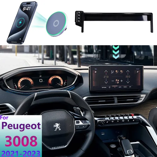 Para Peugeot 3008 2021 2022 2023 soporte de teléfono magnético MagSafe carga inalámbrica soporte de teléfono móvil de coche pantalla de 10 ""Base fija