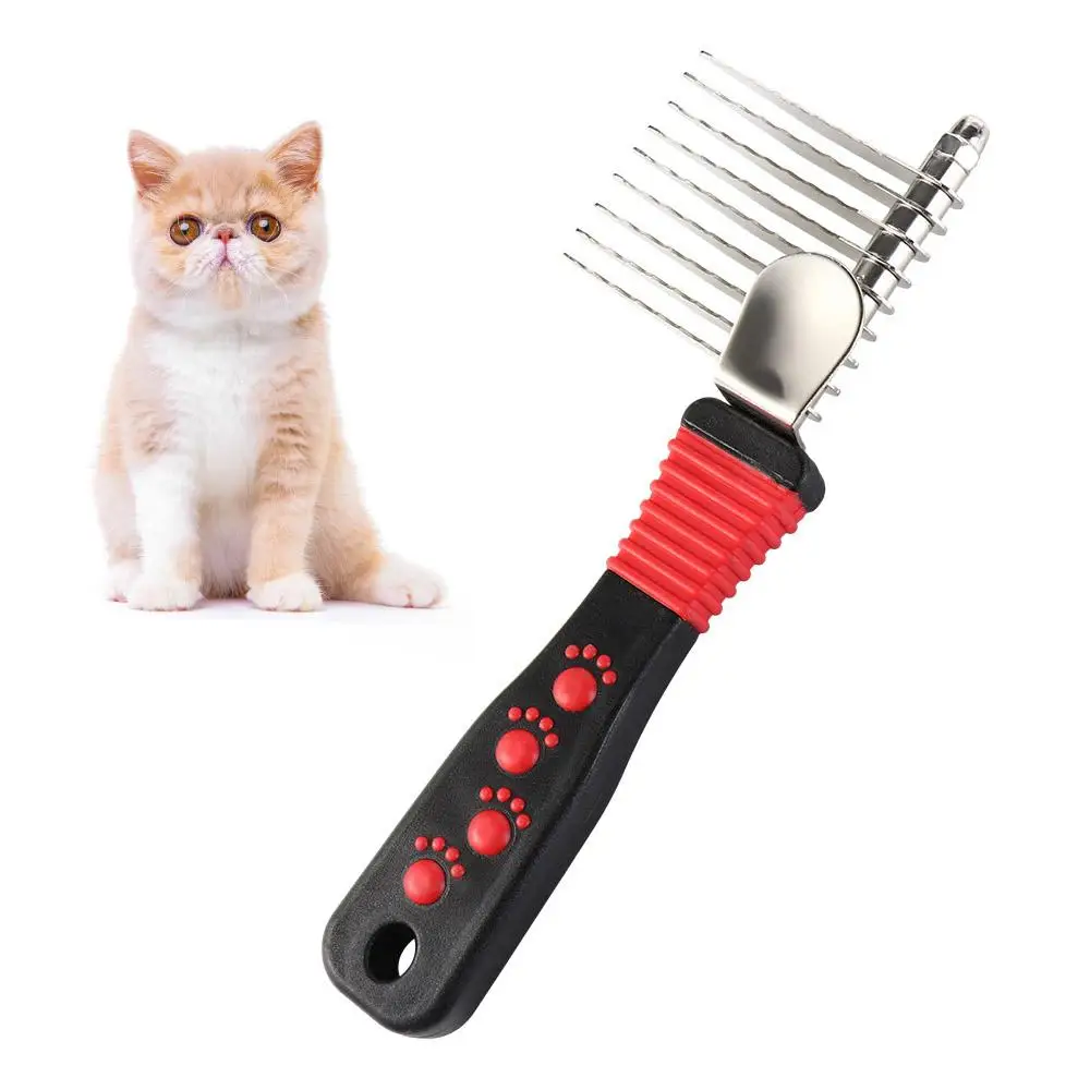 

Non-slip Handle Pet Dematting Fur Rake Manual Stainless Steel Pet Knot Comb Professional Dog Grooming Brush Grooming