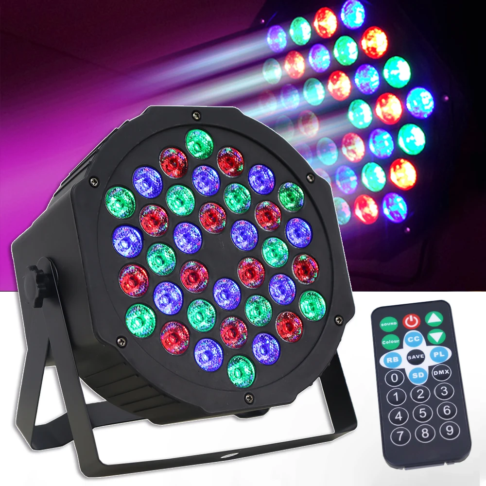 Par Lights Stage LED Par Lights Corded RGB 7 Channel DJ Party Lights with Remote Control & DMX Sound Activated Stage Lighting