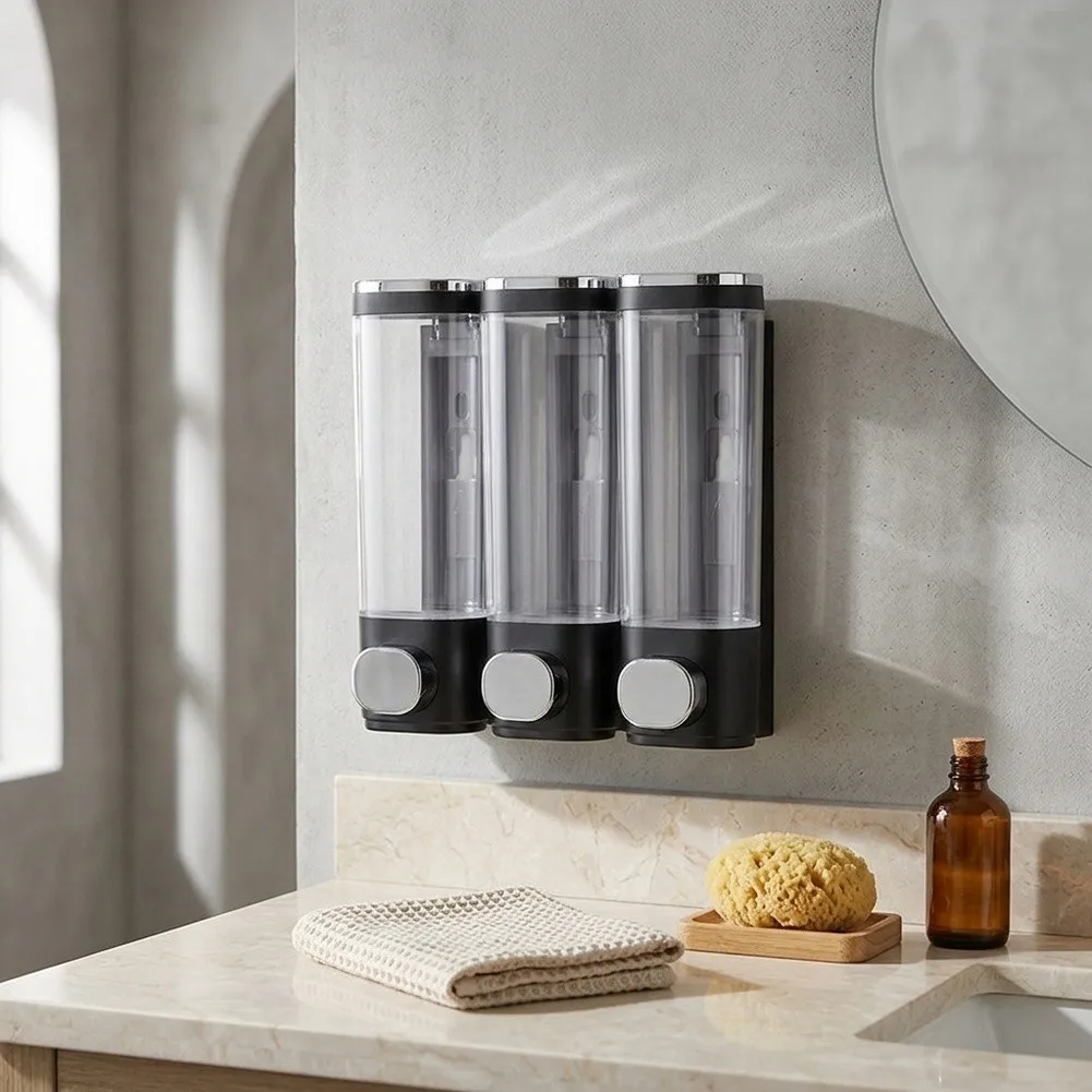 Lockable Soap Bottle 3 Chamber Soap Dispenser Daily Use Durability Drop-resistant ABS Plastic For Family Bathing Routine