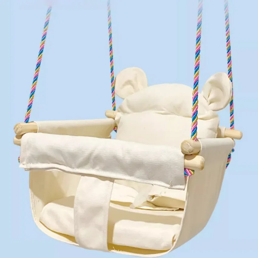 Kids Swing Portable Ceiling Suspended Chair With Seat Cushion Kids Baby Children's  Hammock with Safety Belt For Kids Babies