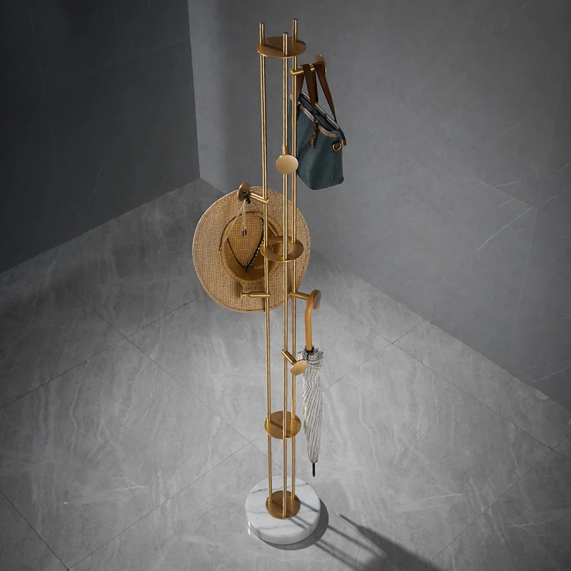 

All copper light luxury creative living room bedroom floor coat rack household brass hanger clothes rack simple