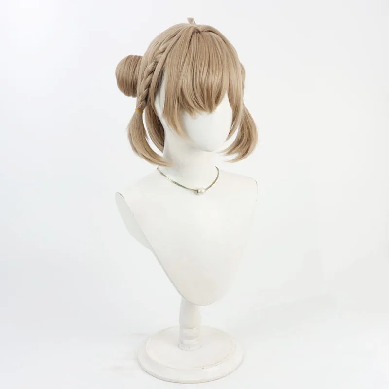 Sweety Cosplay Wigs With Buns Zenless Zone Zero 30cm Women Short Straight Brown Wig Heat Resistant Synthetic Hair