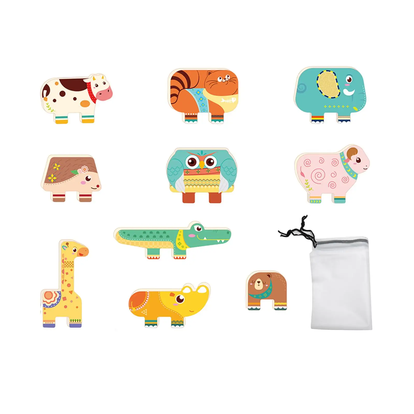 10 pçs brinquedo de empilhamento de animais conjunto sensorial de motor fino jogo de equilíbrio blocos de construção para crianças de 3 a 7 anos meninos meninas presente de aniversário